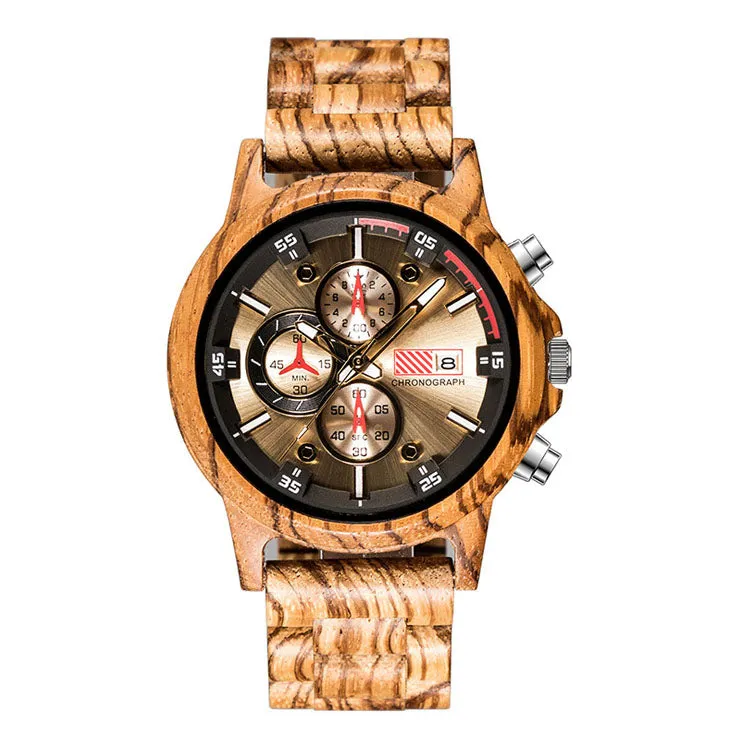 The Capitol - Gold / Zebra Wood Watch