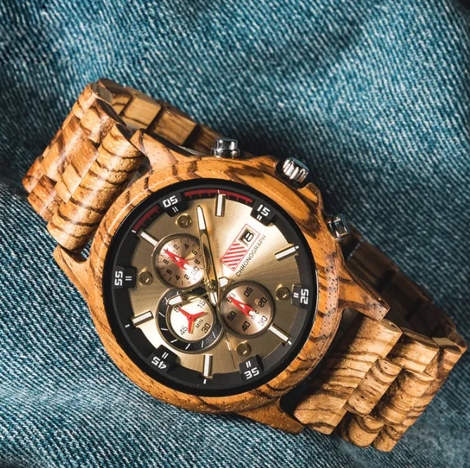 The Capitol - Gold / Zebra Wood Watch