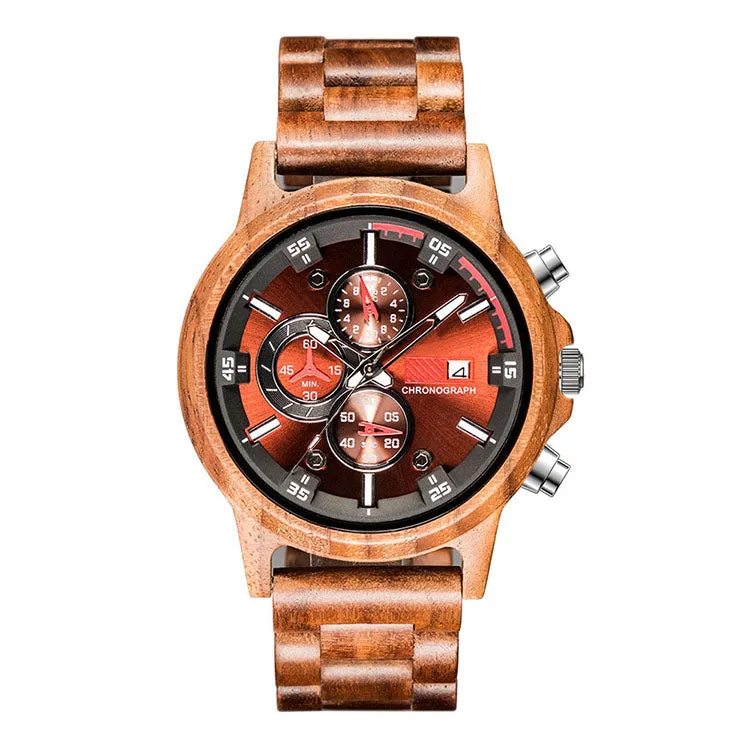 The Capitol - Red / Walnut Wood Watch