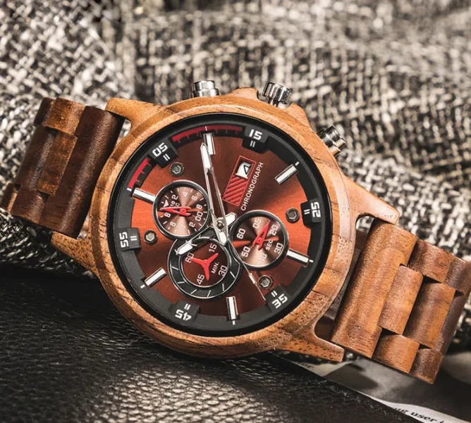 The Capitol - Red / Walnut Wood Watch