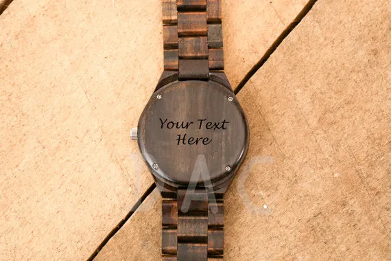 The Montecito - Black Sandalwood Watch with Custom Engraving Option