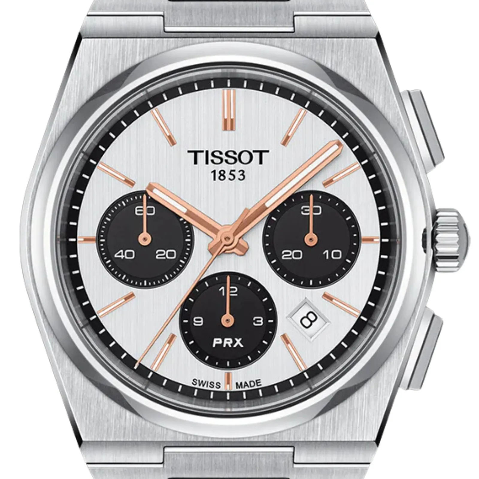 Tissot 1853 PRX Automatic Chronograph T1374271101100 T137.427.11.011.00 White Dial Watch