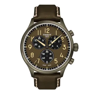 Tissot Chrono XL Mens Khaki Tone Leather Strap Watch