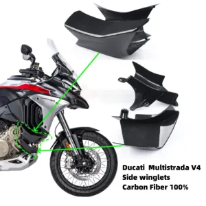 Upper Lower Side Winglets Kits Trim Fairings For DUCATI Multistrada V4/V4 S/V4 S Sport 2020 2024 Full Carbon Fiber 100% Matte