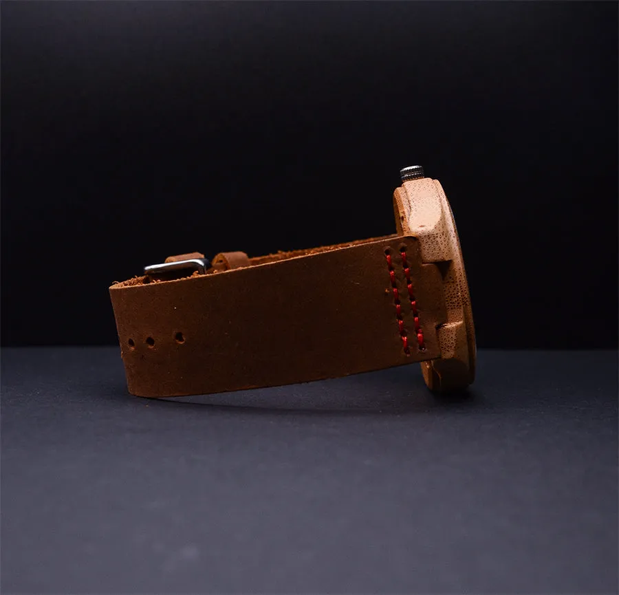 UXD Personalized/Engraved Bamboo Watches with Genuine Leather Band