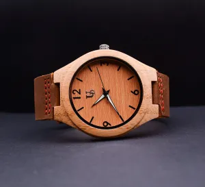 UXD Personalized/Engraved Bamboo Watches with Genuine Leather Band