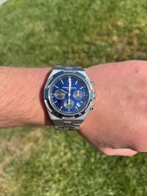 Vacheron Constantin Men's Overseas Stainless Steel 43MM Blue Chronograph Dial Watch Reference #: 5500V/110A/B148