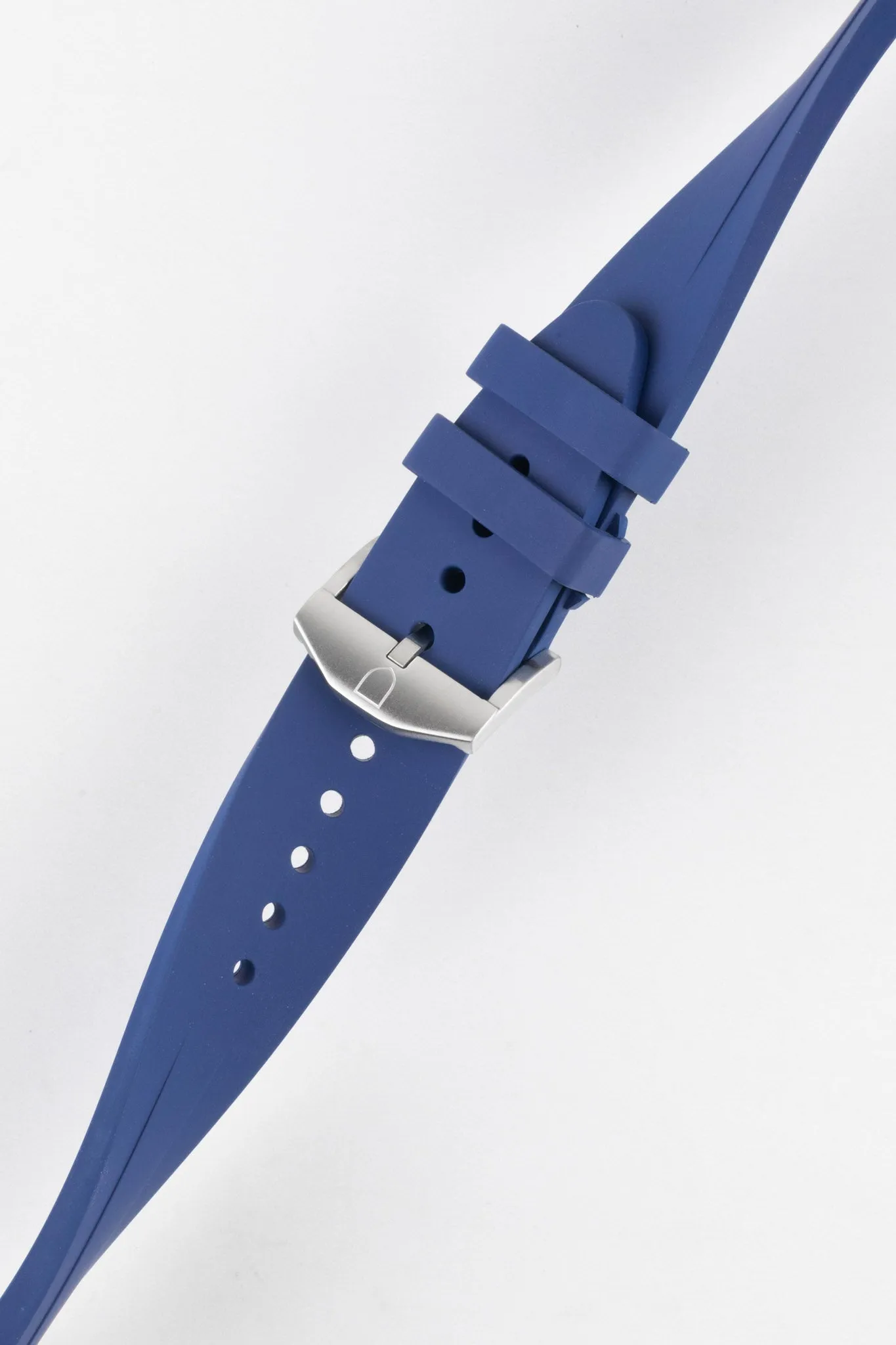 VANGUARD Curved-End Integrated Rubber Watch Strap for Omega Seamaster / Railmaster in BLUE