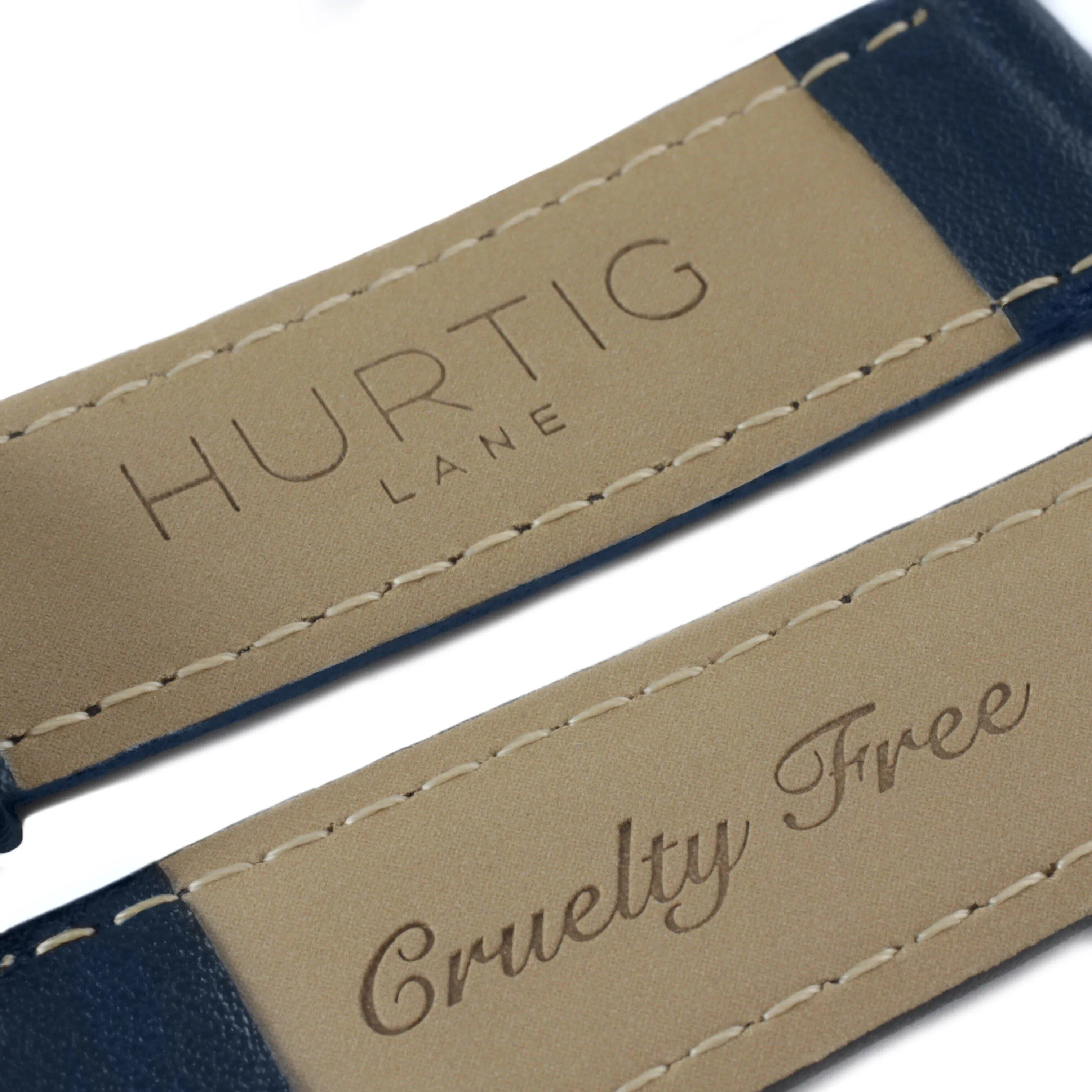 Vegan Leather Watch Strap- Midnight Blue & Silver