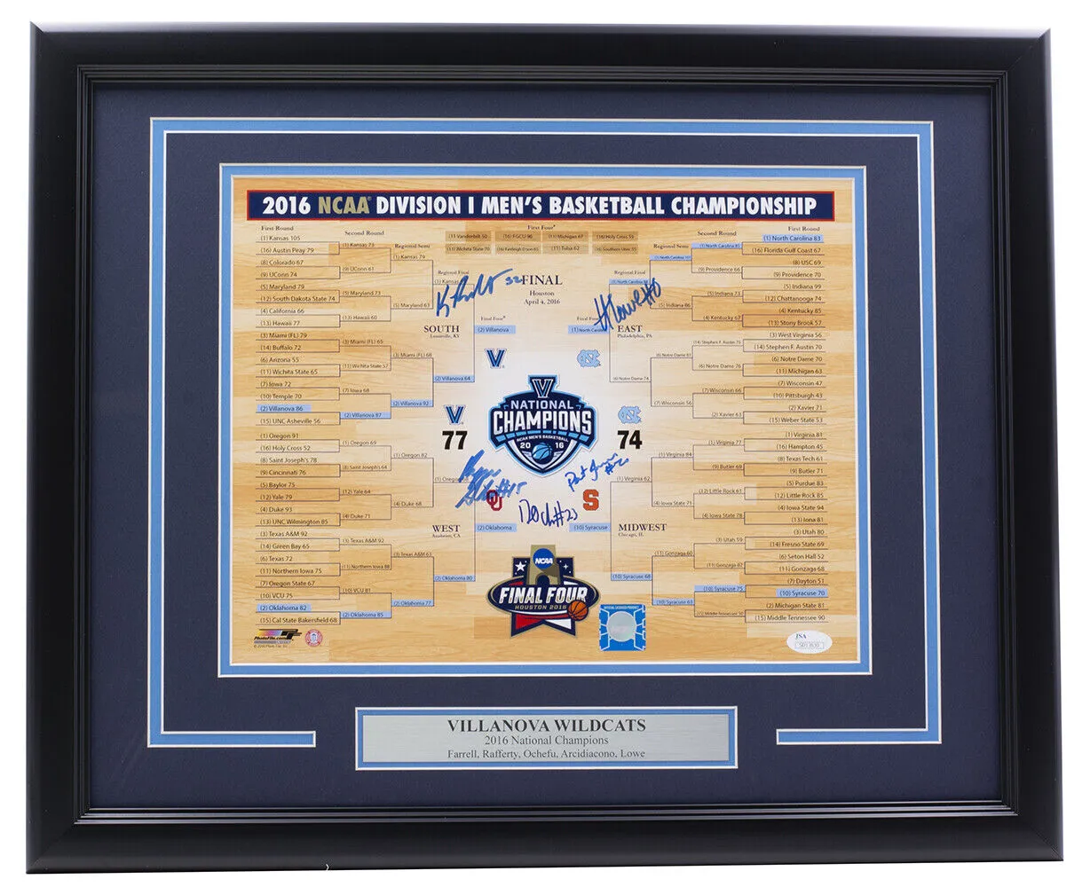 Villanova Wildcats 2016 Multi Signed 11x14 Bracket Photo JSA ITP Hologram