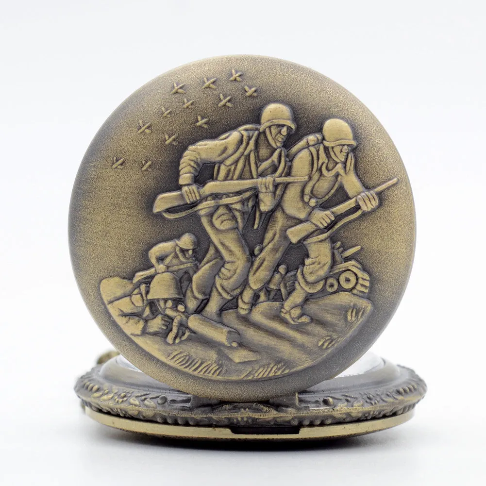 Vintage Bronze Brave Soldier Pocket Watch