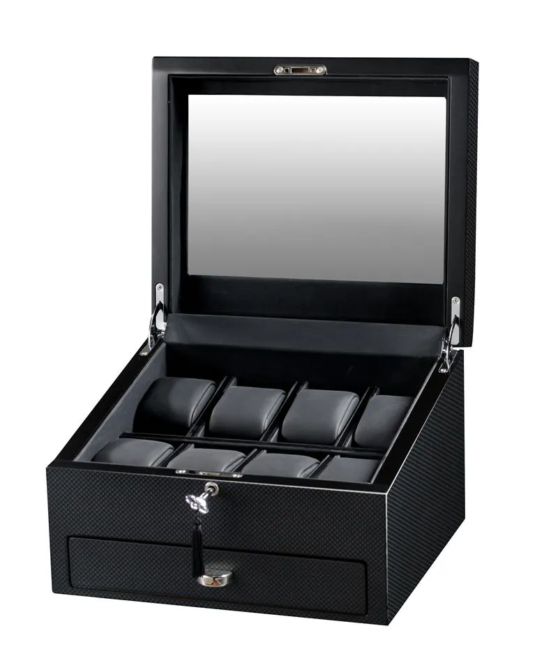 Volta 8 Watch Box with See Through Glass Window and Storage