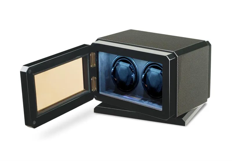 Volta Automatic Double 2 Watch Winder with Rotating Base (Carbon Fiber)
