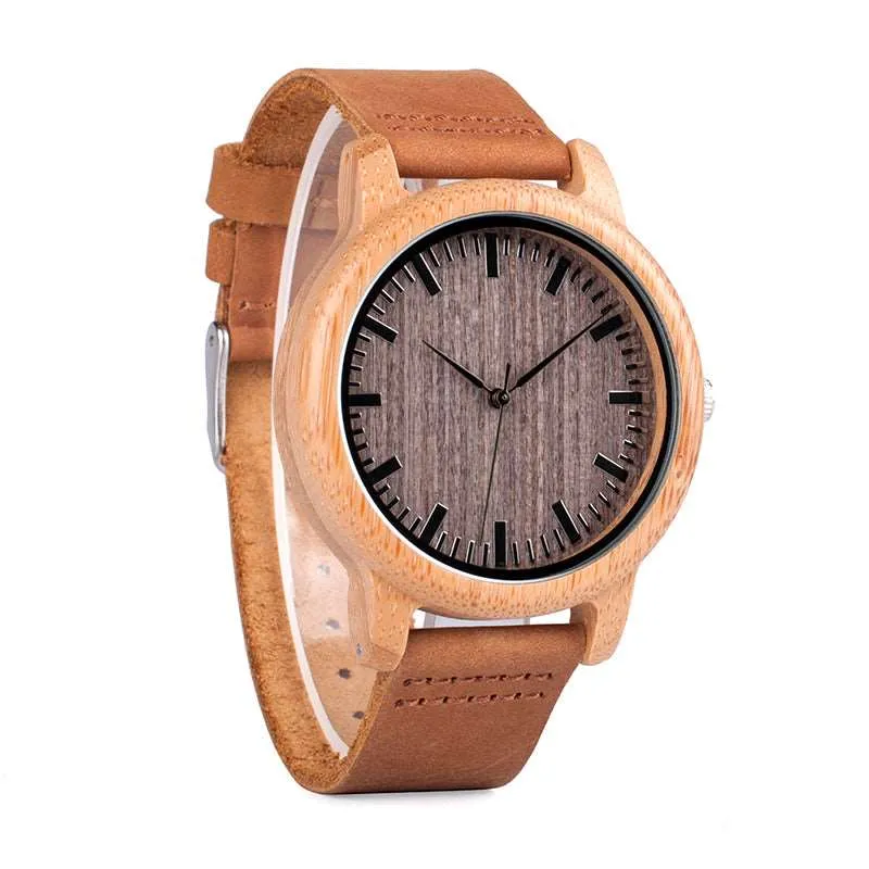 Watch BOBO BIRD Vintage Bamboo Wood Quartz With Leather Bands top brand design