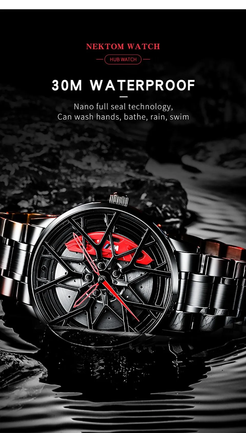 Watches Men Sports Car Men Watches Quartz Waterproof Sport Rim Hub
