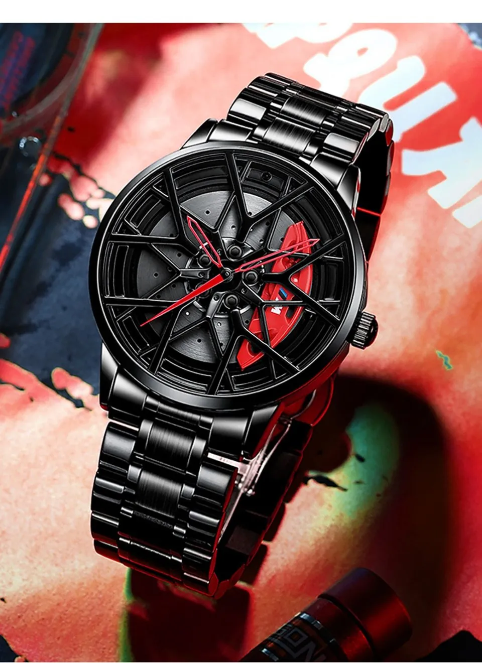 Watches Men Sports Car Men Watches Quartz Waterproof Sport Rim Hub