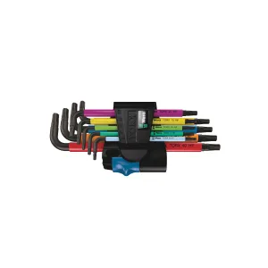 Wera 967/9 Torx Multicolour Hf 1 L-Key Set With Holding Function - Blacklaser
