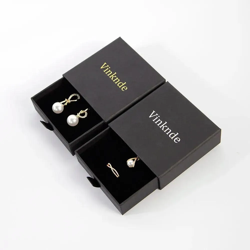 Wholesale 24pcs Custom Jewelry Packaging Box with logo Pink Cardboard Drawer Sliding Jewellery Earrings Ring Necklace Gift Boxes