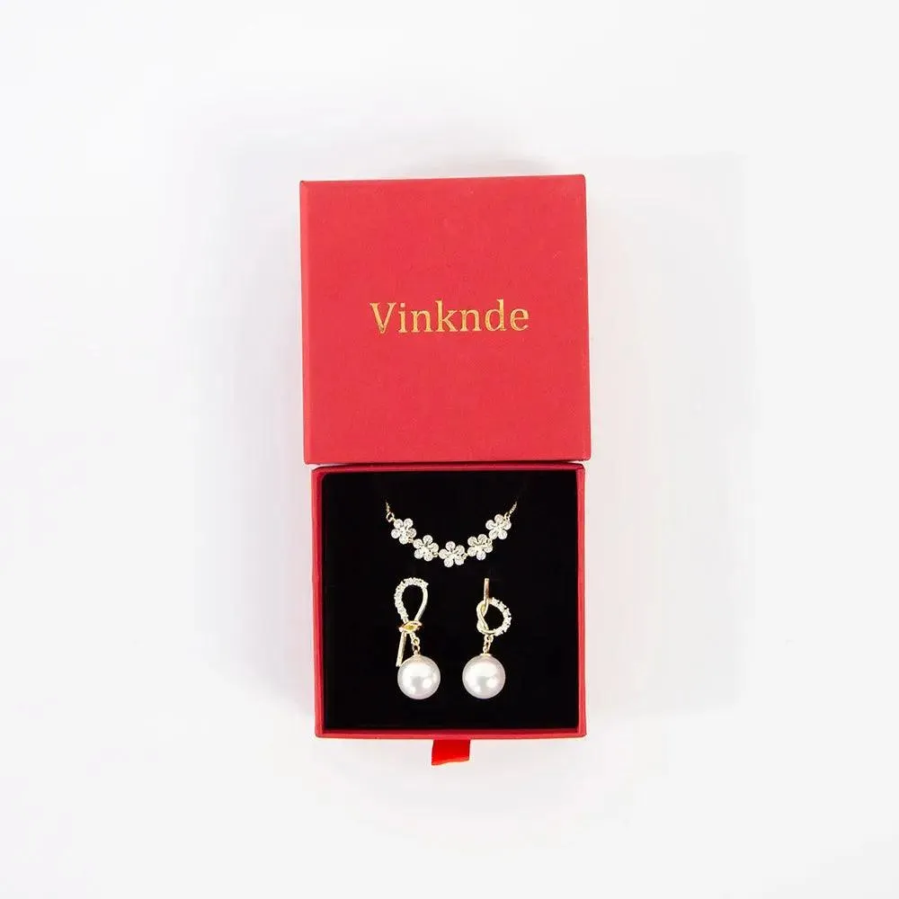 Wholesale 24pcs Custom Jewelry Packaging Box with logo Pink Cardboard Drawer Sliding Jewellery Earrings Ring Necklace Gift Boxes