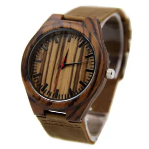 Women's Bamboo Watch with Leather Band