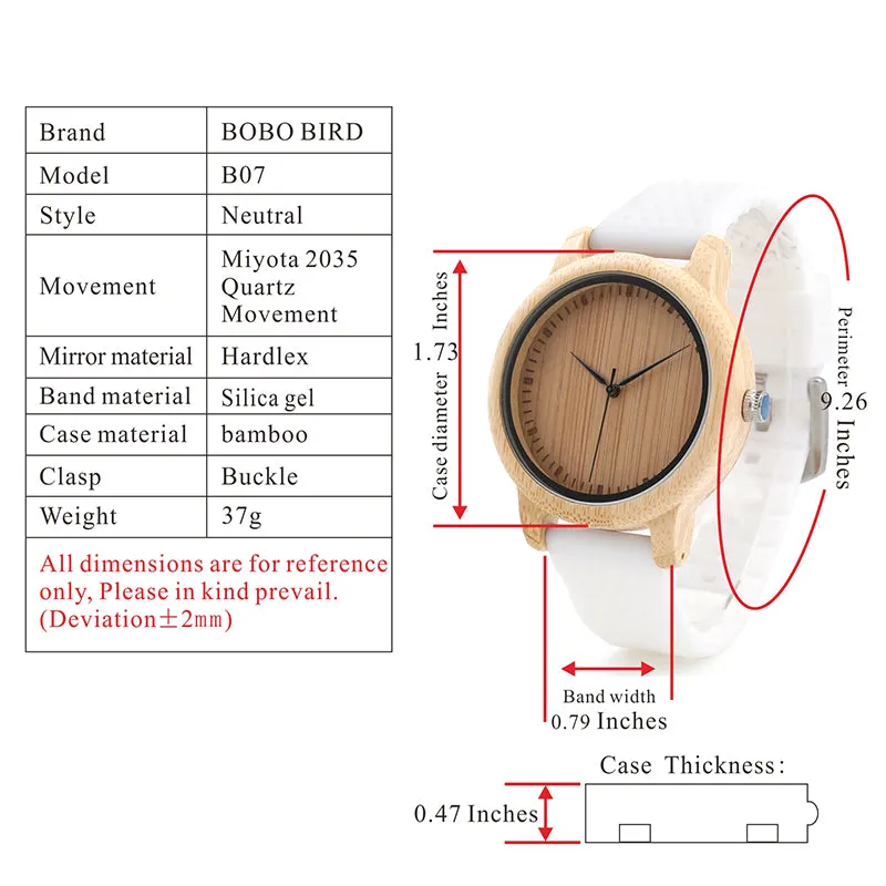 Women's Bamboo Watches With Colorful Silicone Straps - Black,Orange,Black