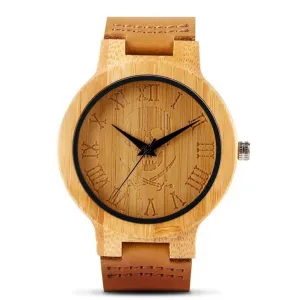 Wooden Skull Pirate Watch