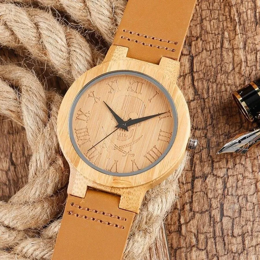 Wooden Skull Pirate Watch