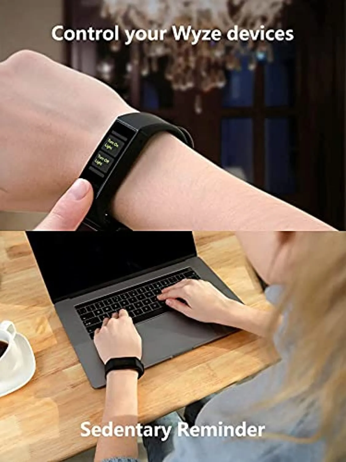 WYZE Band Fitness Tracker with Alexa Built-in, Activity Tracker Watch with Heart Rate Monitor, Smart Fitness Band with Step Counter, Calorie Counter, Pedometer Water Resistant, Black