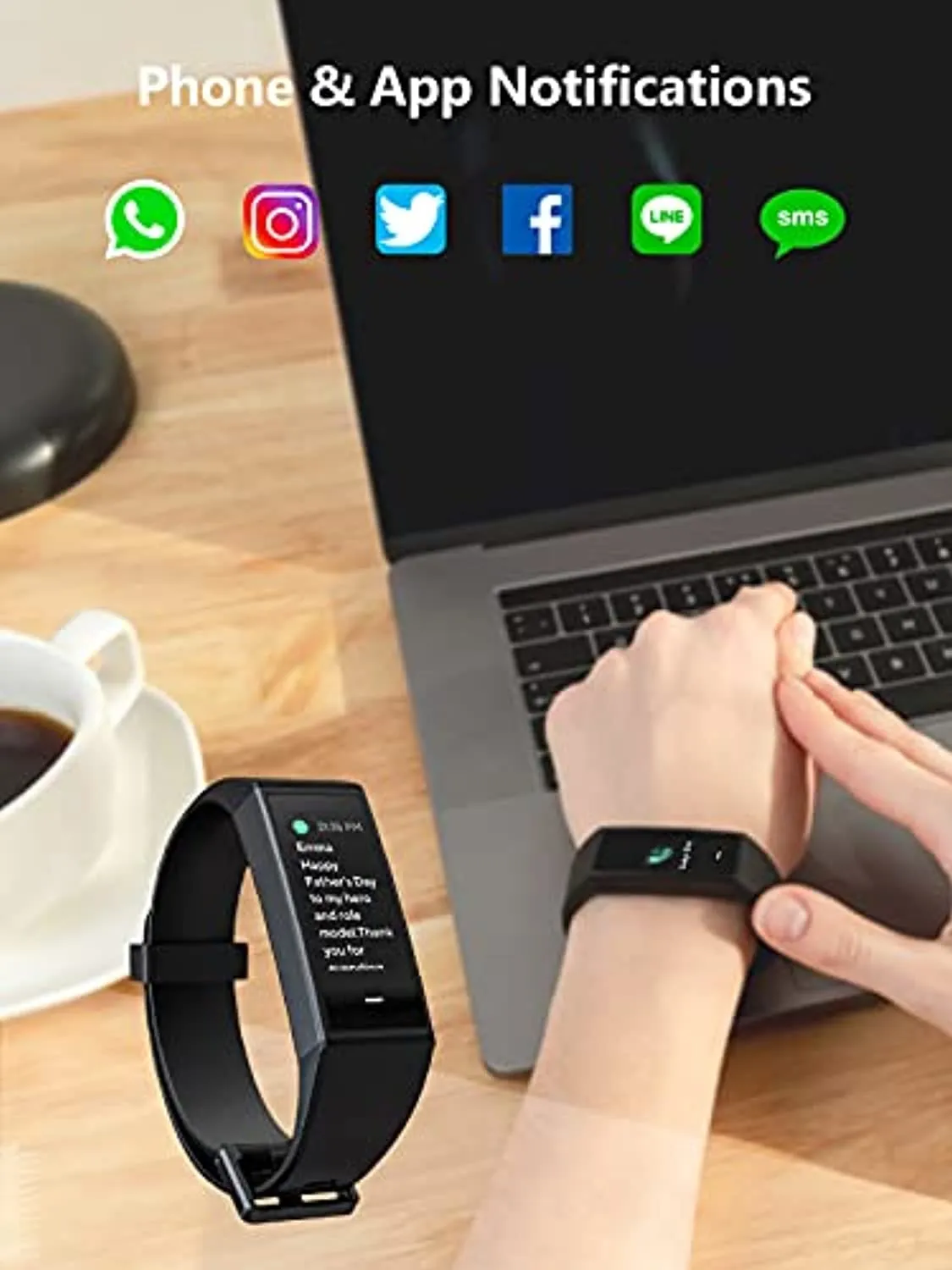 WYZE Band Fitness Tracker with Alexa Built-in, Activity Tracker Watch with Heart Rate Monitor, Smart Fitness Band with Step Counter, Calorie Counter, Pedometer Water Resistant, Black