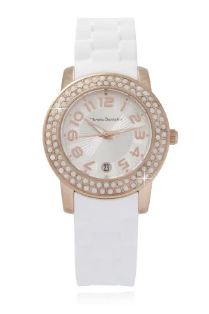YVES BERTELIN DATE Rose Gold White Crystal Watch